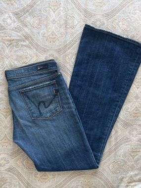 Citizens Of Humanity Dark Indigo Wide-Leg Flare Jeans